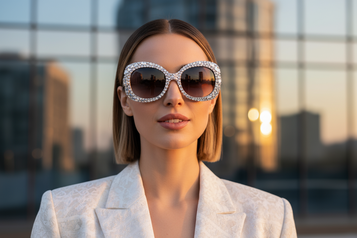 Shine Bright: What Type of Woman Can Wear Rhinestone Sunglasses?
