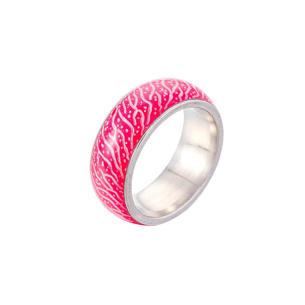Glow-in-the-Dark Stainless Steel Statement Ring