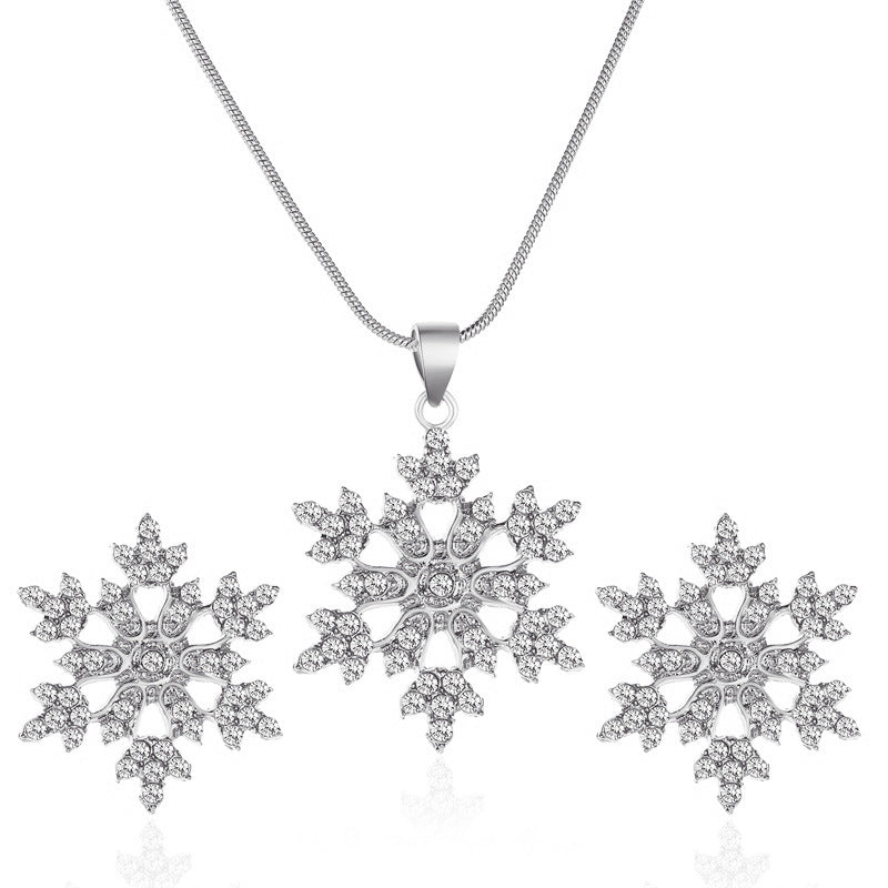 Snowflake Pendant Necklace Set – Matching Earrings Included