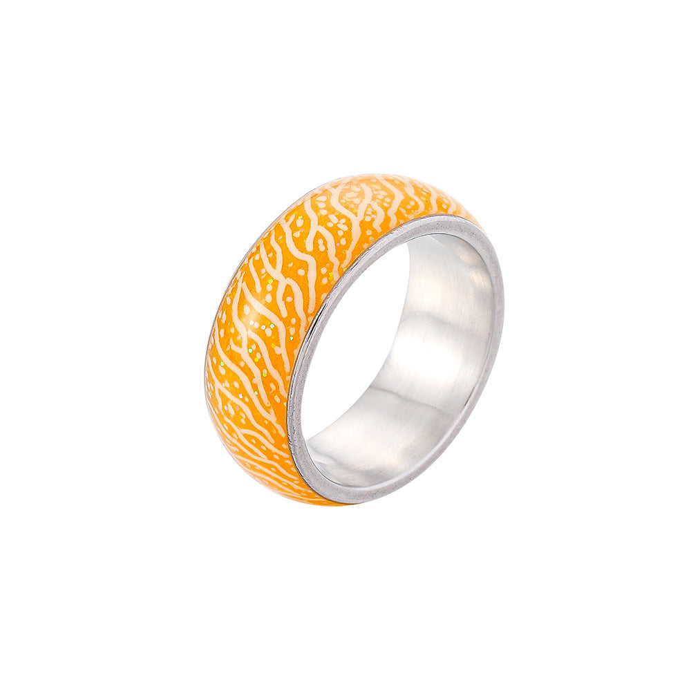 Glow-in-the-Dark Stainless Steel Statement Ring