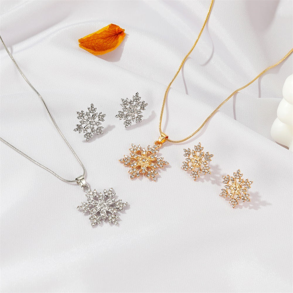 Snowflake Pendant Necklace Set – Matching Earrings Included