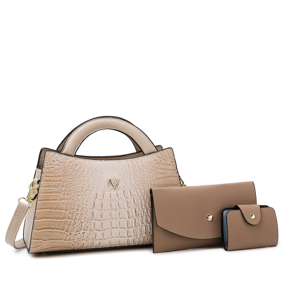 Modern Croc-Embossed Leather Shoulder Handbag