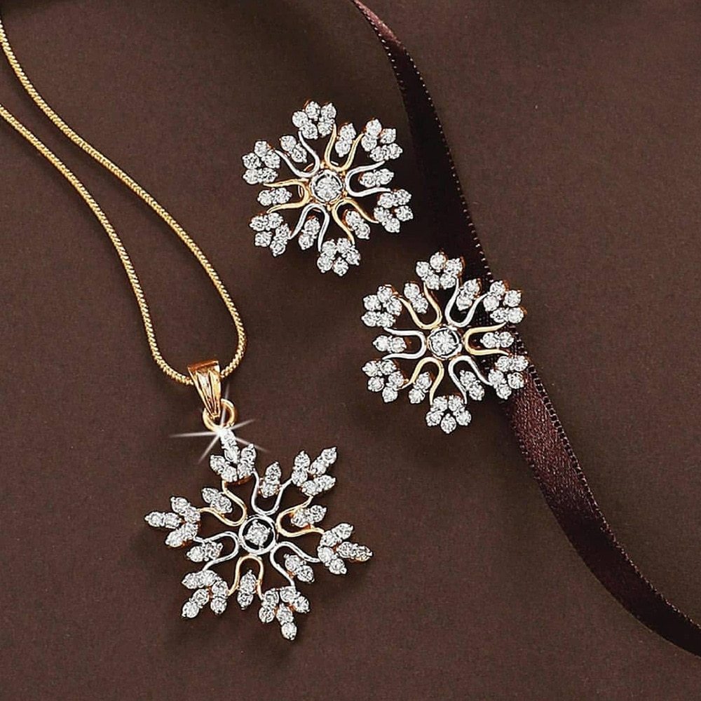 Snowflake Pendant Necklace Set – Matching Earrings Included