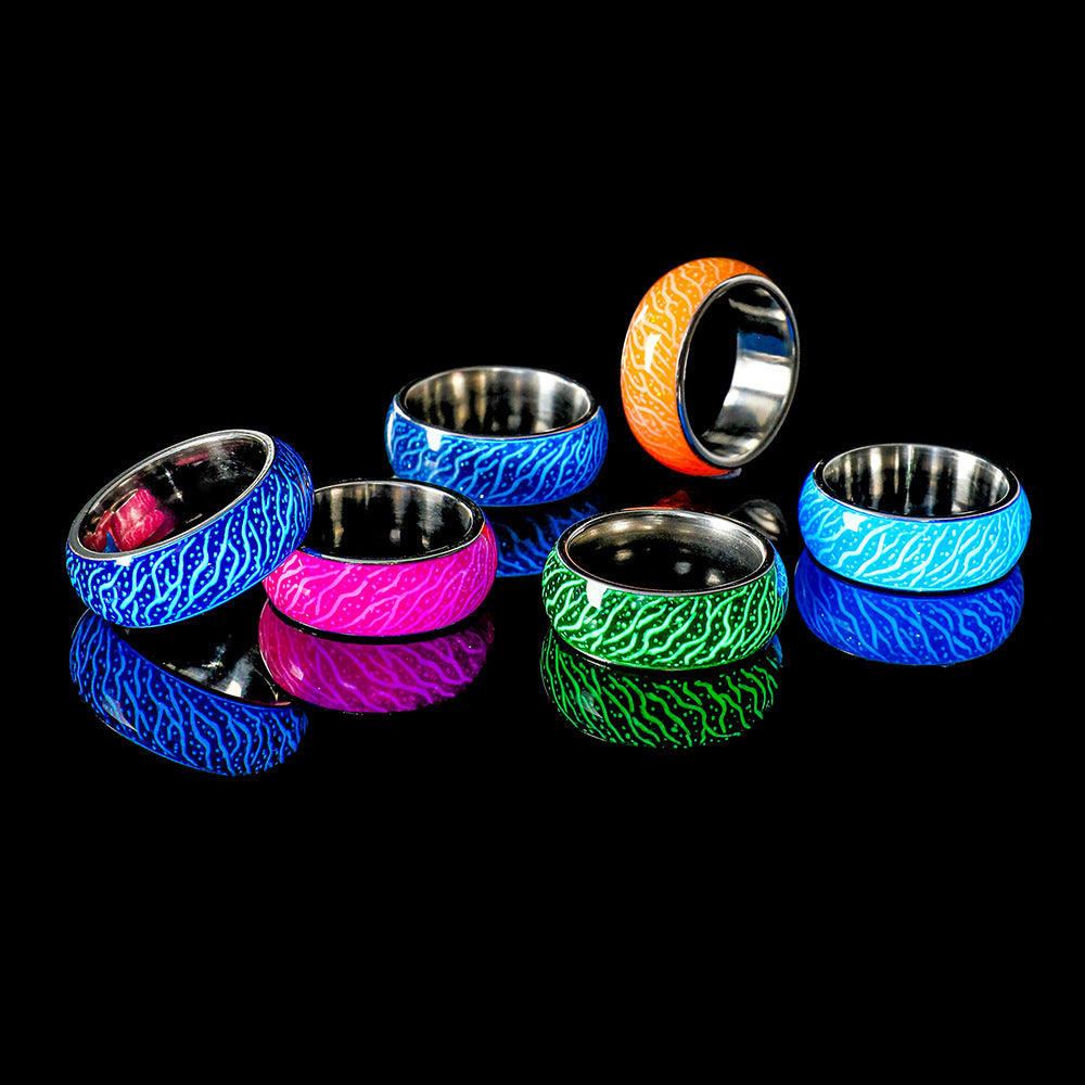 Glow-in-the-Dark Stainless Steel Statement Ring