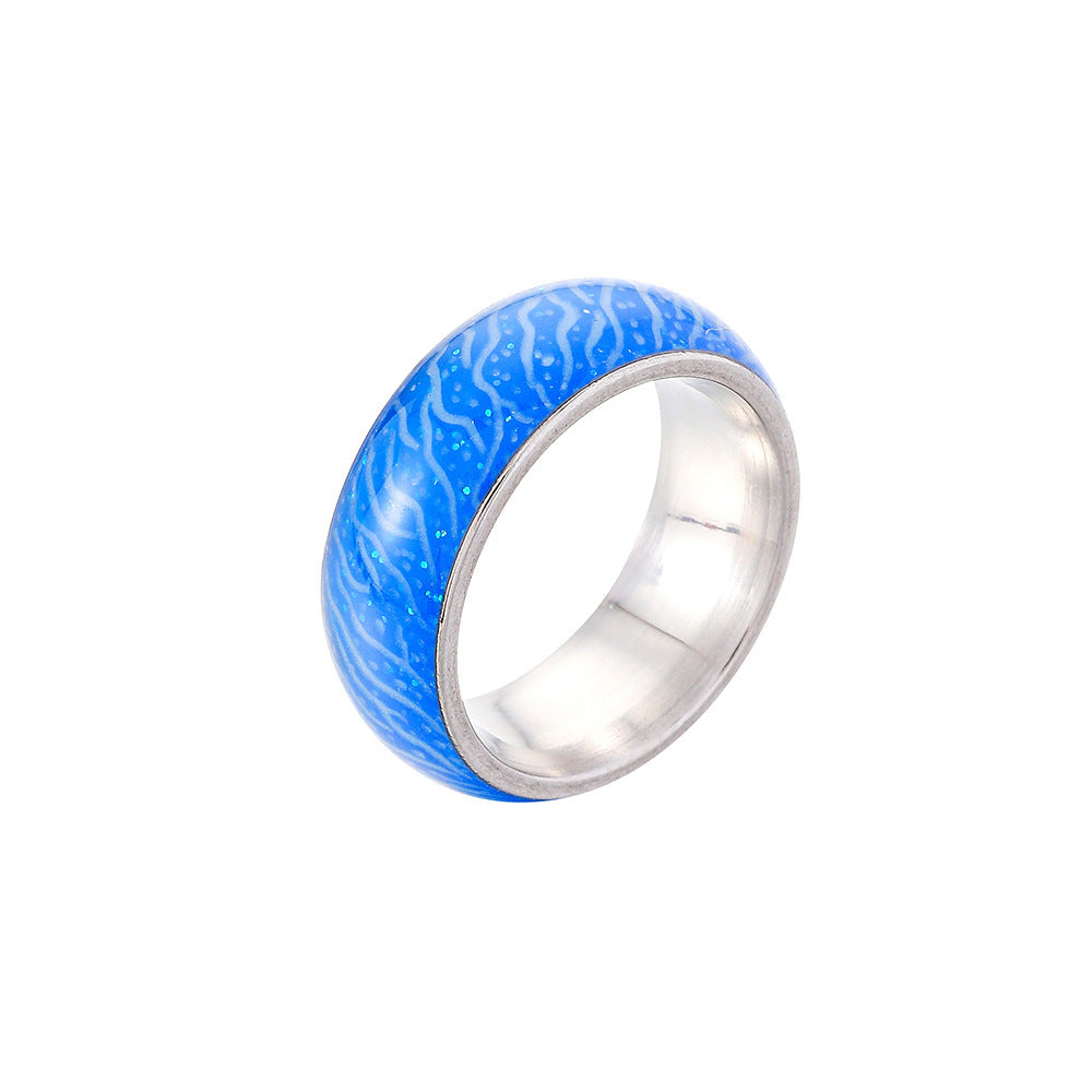 Glow-in-the-Dark Stainless Steel Statement Ring