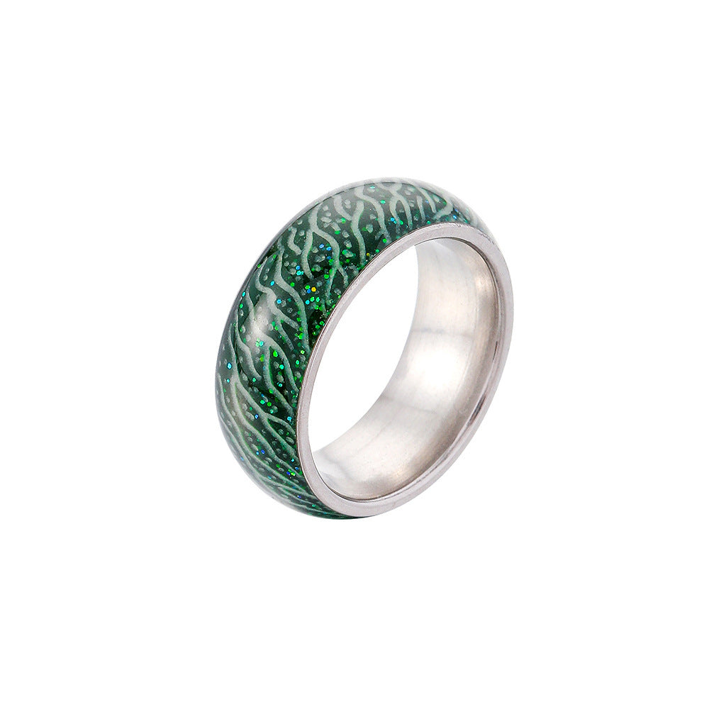 Glow-in-the-Dark Stainless Steel Statement Ring